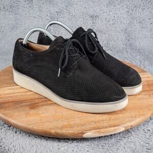 Softwalk Oxfords Flats Black Shoes Nubuck Leather ‘Willis’ Womens 10 W Wedge